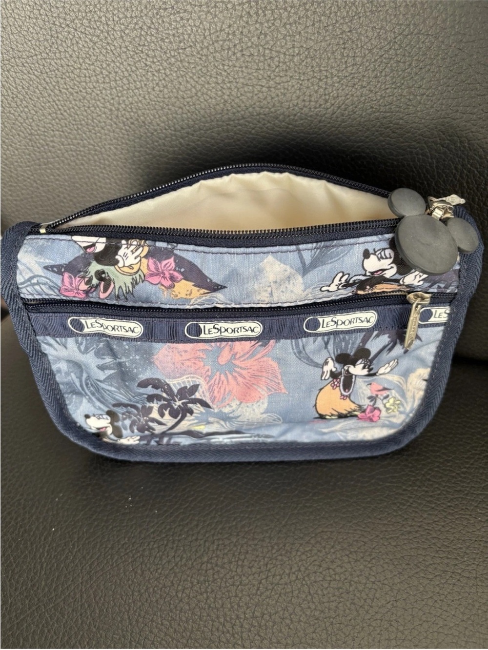 LeSportsac Navy Mickey Hawaiian Print Cosmetic Pouch - Picture 2 of 4